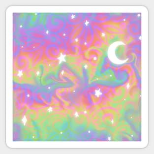 Vaporwave Rainbow Moonrise Skies Sticker